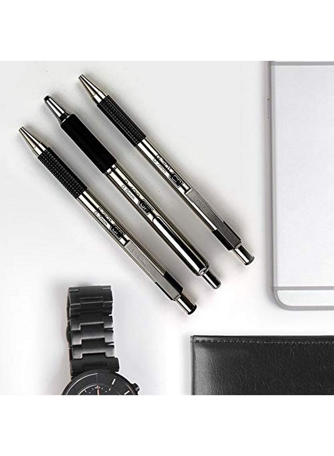 Zebra Pen G-301 Retractable Gel Ink Pen, Stainless Steel Barrel, Medium Point, 0.7mm, Black Ink, 12-Pack - Image 2