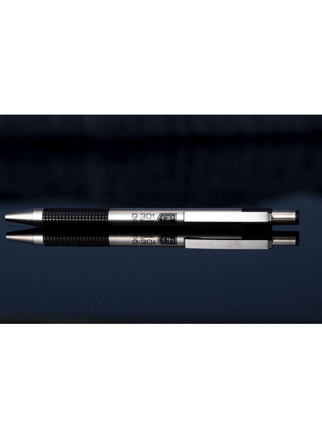 Zebra Pen G-301 Retractable Gel Ink Pen, Stainless Steel Barrel, Medium Point, 0.7mm, Black Ink, 12-Pack - Image 4