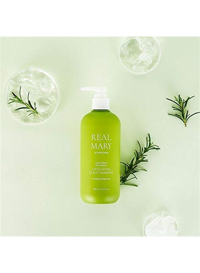 RATED GREEN Exfoliating Scalp Shampoo for Mild Troubled and Itchy Scalp - Real Mary Organic Rosemary Leaf Juice with Ginger & Peppermint Women & Men - 13.52 fl. oz. - Image 1