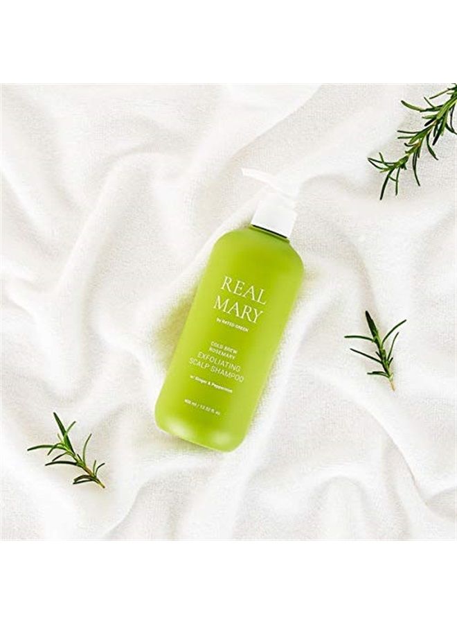 RATED GREEN Exfoliating Scalp Shampoo for Mild Troubled and Itchy Scalp - Real Mary Organic Rosemary Leaf Juice with Ginger & Peppermint Women & Men - 13.52 fl. oz. - Image 4