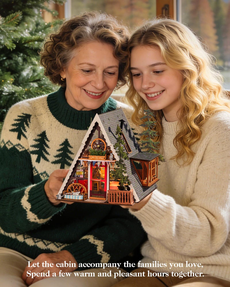Rolife DIY Miniature House Kits A-Frame Cabin, Tiny House Mini House Building Kit for Teens, DIY Crafts for Adults, Birthday/Halloween for Parents Friends (A-Frame Cabin) - Image 3