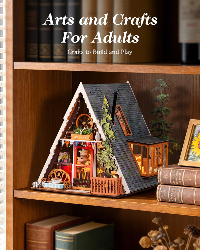 Rolife DIY Miniature House Kits A-Frame Cabin, Tiny House Mini House Building Kit for Teens, DIY Crafts for Adults, Birthday/Halloween for Parents Friends (A-Frame Cabin) - Image 4