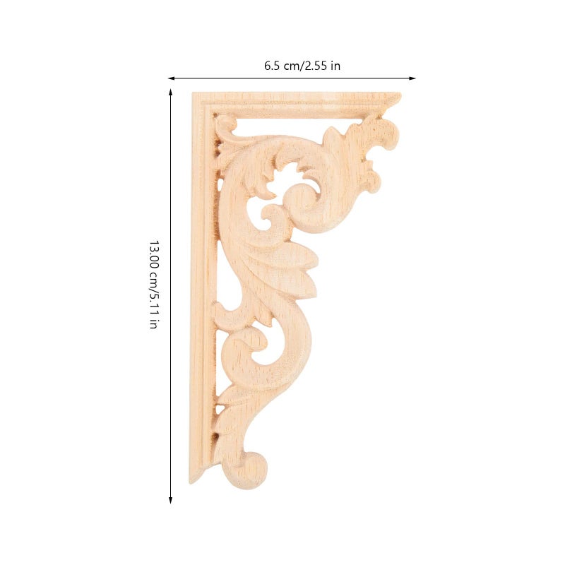 HEALLILY 4PCS Wood Carved Corner Onlay Unpainted Applique European Style Door Cabinet Decoration Appliques for Furniture,Corner molding Trim (13 * 7cm) - Image 2
