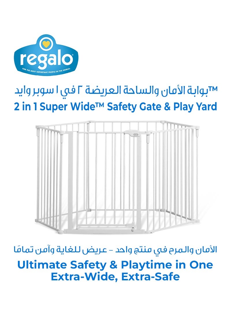 Regalo 2 in 1 Super Wide Safety Gate & Play Yard | 8 Panels | Fits Openings Up to 488 CM | Walk-Through Design | Easy Setup | Sturdy Metal Frame | For Kids 6-24 Months - Image 1