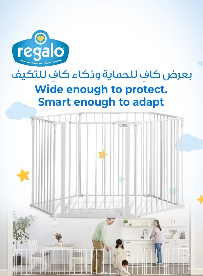 Regalo 2 in 1 Super Wide Safety Gate & Play Yard | 8 Panels | Fits Openings Up to 488 CM | Walk-Through Design | Easy Setup | Sturdy Metal Frame | For Kids 6-24 Months - Image 2