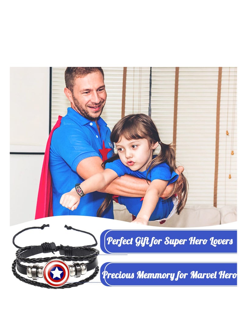 SYOSI Braided Bracelets, Super Hero Bracelets with 5pcs Replacement Pendants Adjustable Leather Braided Bracelet for Adults and Children Kids Gift - Image 4
