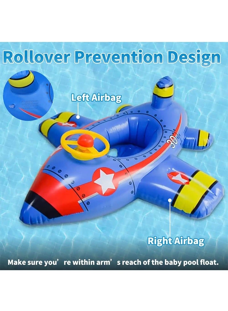 TAPIT Children's Swimming Inflatable Float Cool Airplane-shaped Swimming Float Seat Ring with Steering Wheel for Swimming Pool, Water Play Toy for Kids 1-6 Years Old (White) - Image 4
