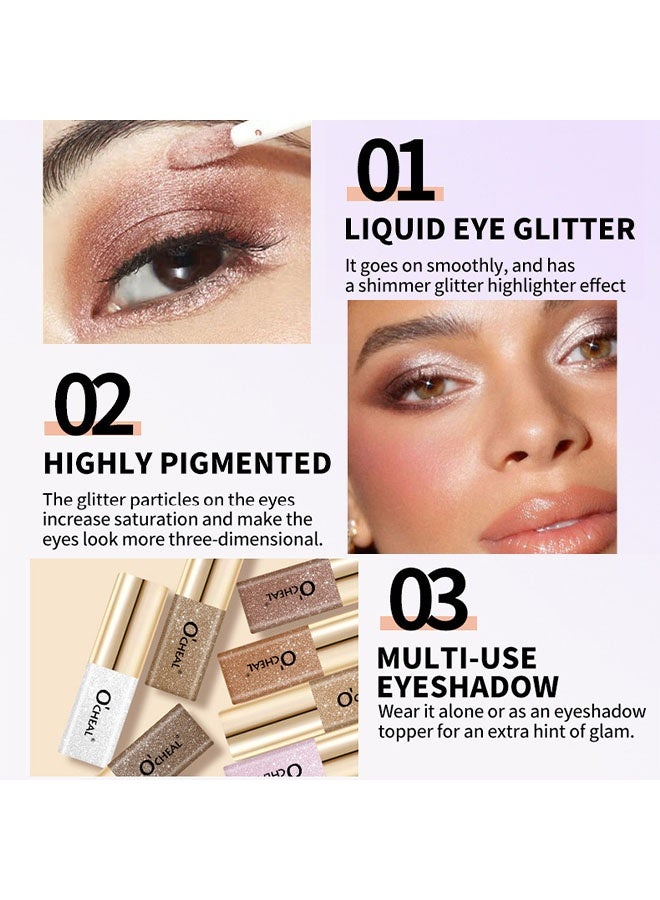 OCHEAL Eyeshadow Liquid，Liquid Glitter Eyeshadow, Glitter And Glow Liquid Eye Shadow, Highly Pigmented, Glittery Finish, Long-Wearing, Transfer Proof - 04 BRONZE - Image 4