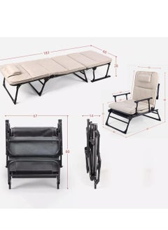 XiuWoo 6-Gear Folding Patio Lounge Chairs, Reclining Lounge Chair with Removable Mattress for Indoor and Outdoor, for Poolside, Beach, Lawn, Patio, Camping, Light Gray  - Image 2