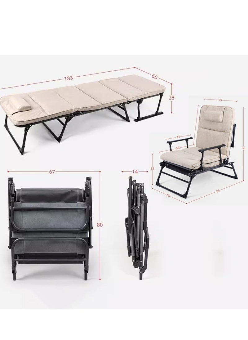 XiuWoo - 6-Gear Folding Patio Lounge Chairs, Reclining Lounge Chair with Removable Mattress for Indoor and Outdoor, for Poolside, Beach, Lawn, Patio, Camping, Light Gray - Image 1