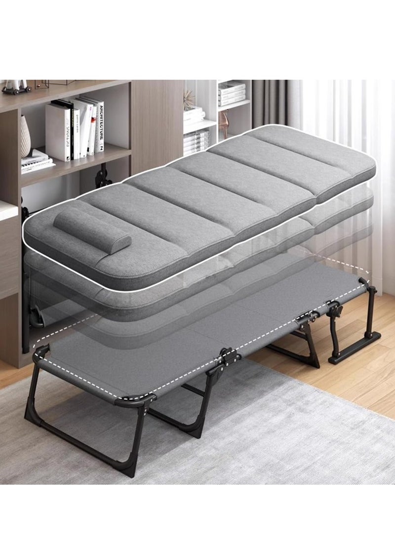XiuWoo - 6-Gear Folding Patio Lounge Chairs, Reclining Lounge Chair with Removable Mattress for Indoor and Outdoor, for Poolside, Beach, Lawn, Patio, Camping, Light Gray - Image 1