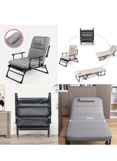 XiuWoo 6-Gear Folding Patio Lounge Chairs, Reclining Lounge Chair with Removable Mattress for Indoor and Outdoor, for Poolside, Beach, Lawn, Patio, Camping, Light Gray  - Image 5