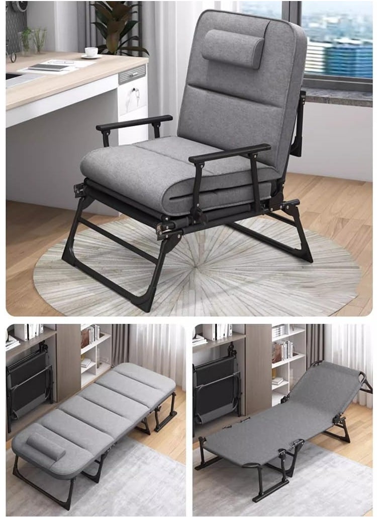 XiuWoo - 6-Gear Folding Patio Lounge Chairs, Reclining Lounge Chair with Removable Mattress for Indoor and Outdoor, for Poolside, Beach, Lawn, Patio, Camping, Light Gray - Image 1