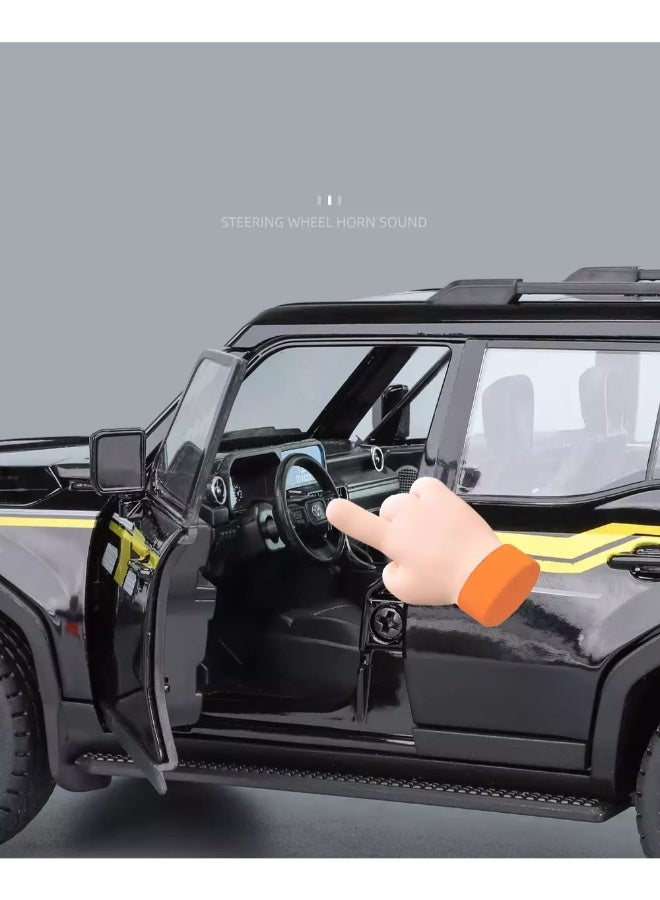 حديقة الألعاب نموذج سيارة تويوتا لاند كروزر برادو الرياضية متعددة الاستخدامات بمقياس 1:24 مصنوع من سبائك معدنية مصبوبة - صوت وإضاءة، مع خاصية السحب للخلف، هدية عيد ميلاد للأطفال وهواة الجمع - Image 5