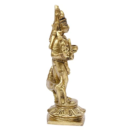 ARTVARKO Brass Bhairo Baba Murti Idol Kaal Bhairav with Dog Mahakaal Figurine for Home Puja Temple 5.5 Inches - Image 5