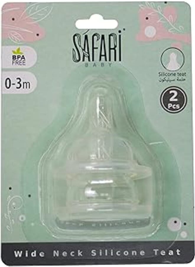 Safari Safari feeding bottle teat wideneck 0-3 2 piece slow flow 