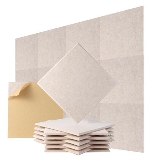 Durbles Acoustic Wall Panels - Noise Cancelling Tiles for Home Studio & Office - Quality Sound Proofing - Sound Proof Foam Panels for Walls - Easy to Install Insulation Tiles - 12 Pack (Beige) - Image 1