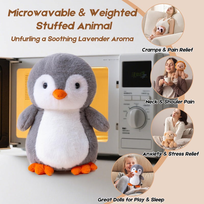 Gudisi Microwavable & Weighted Penguin Stuffed Animals For Warmth & Comfort  Heatable Lavender Scented Cute Soft Plushie Toy Gift For Boys  Girls Kids & Adults - Image 2