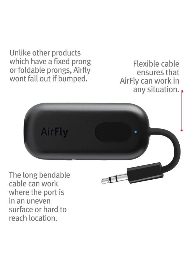 twelve south - AirFly Pro, Bluetooth Transmitter/Receiver, Dual Connection for Two AirPods & Wireless Headphones, Bluetooth Transmitter for TV, Car, Gym, iPad & Tablet, 25+ hr Battery Life - Black - Image 1