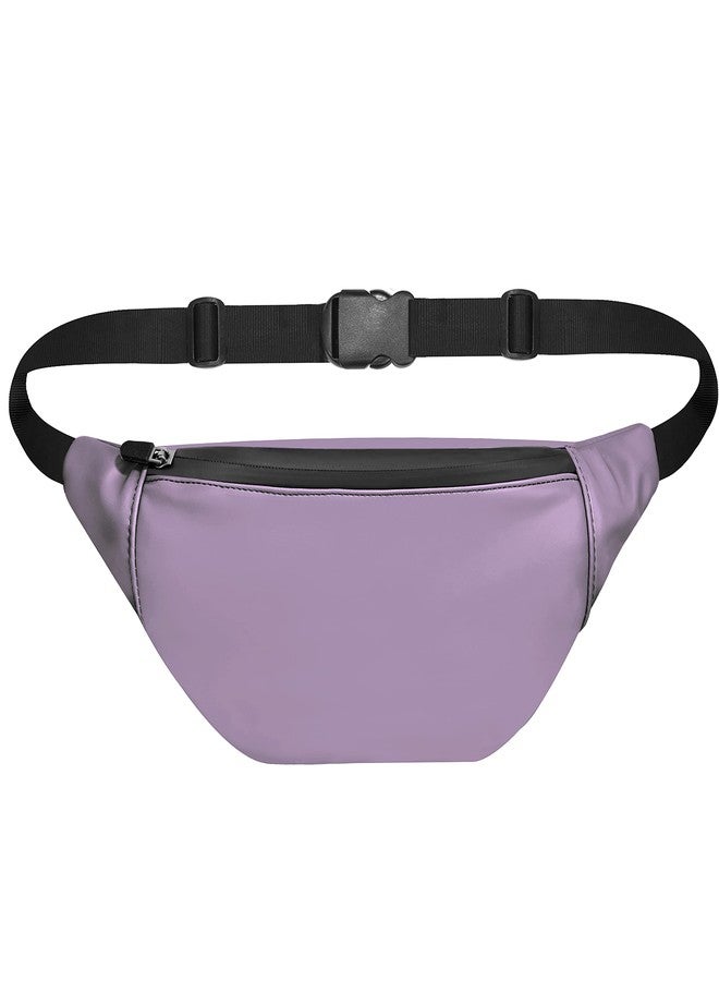 Syutm Unisex Premium Leather Waist Pack Travel Handy Hiking Zip Pouch Elegant Style Document Money Phone Belt Sport Bag for Men and Women Adjustable Strap (Purple Venus) - Image 1