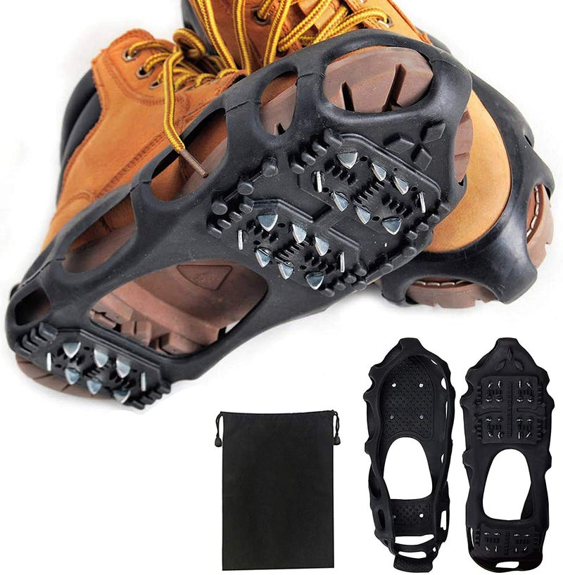 Shaddock Fishing Ice Snow Traction Cleats Crampons Anti-Slip Snow Shoes Cleats Walking on Snow and Ice Winter Walking Boots Cleats for Men Women Hiking, Jogging (24 Steel Crampons,Szie M) - Image 1