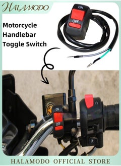 HALAMODO Motorcycle Handlebar Toggle Switch On/Off Push Button for Motorcycle ATV Motorbike Bike Horn Turn Signal Headlight Spotlight Hazard Lamp Switch Assembly for LED Light  - Image 1