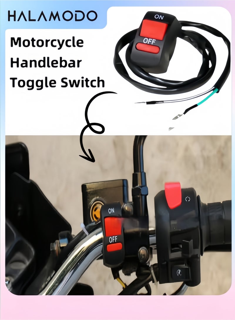 Halamodo Motorcycle Handlebar Toggle Switch On/Off Push Button for Motorcycle ATV Motorbike Bike Horn Turn Signal Headlight Spotlight Hazard Lamp Switch Assembly for LED Light - Image 1