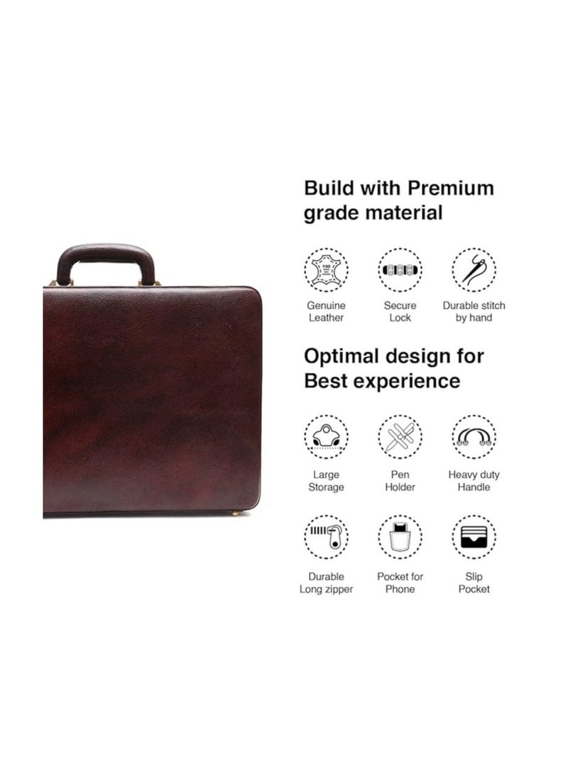  هاموندز فلاي كاتشر HAMMONDS FLYCATCHER Expandable Briefcase for Men - Genuine Leather Attachi Suitcase with Combination Lock - Office and Business Hand Bag - Executive Laptop Briefcase - Classic Brown, 43 x 10.5 x 32cm  - Image 3
