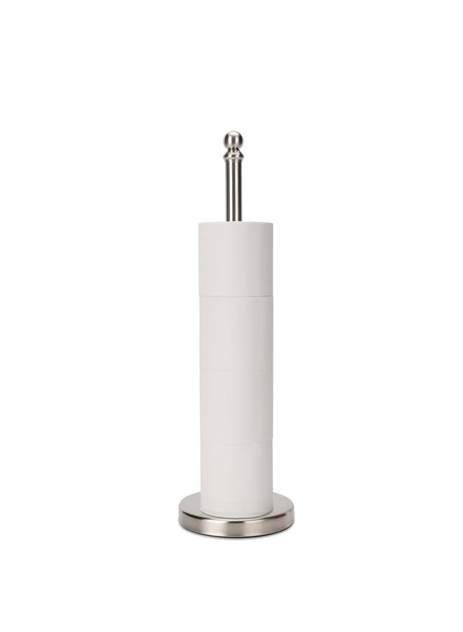 exilon Toilet Paper Holder Stand Holding Up to 5 Paper Rolls, Free-Standing Spare Rolls Storage Holder, Stainless Steel (Brushed Nickel) - Image 1