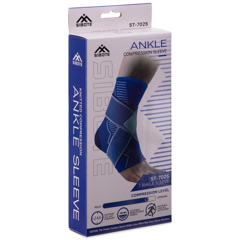 Sibote ST-7025 Ankle Compression Sleeve - Strong Support Brace for 24-Hour Comfort in Blue - Image 1