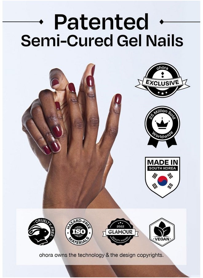 ohora Semi Cured Gel Nail Strips (N Onyx) - Dark, Solid, Works With Any Uv/Led Nail Lamps, Salon-Quality, Long Lasting, Easy To Apply & Remove - Includes 2 Prep Pads, Nail File & Wooden Stick  - Image 3