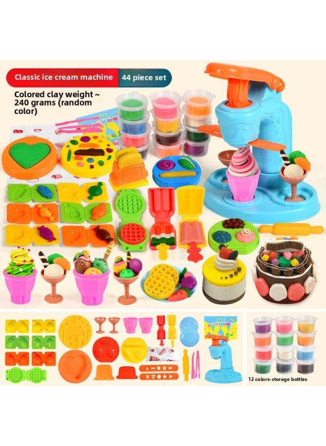 Generic - Ice Cream Color Mud Noodle Machine DIY Plasticine Tools Kindergarten Clay Handmade Educational Girls Children's Toys-Specification:[classic Ice Cream Maker] 44 Pieces (12 Bottles Of Mud) - Image 1