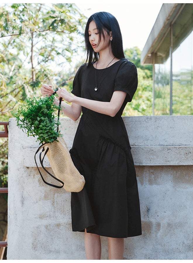 SEMIR Women's Solid Color Midi Dress With Elastic Waist - Image 2