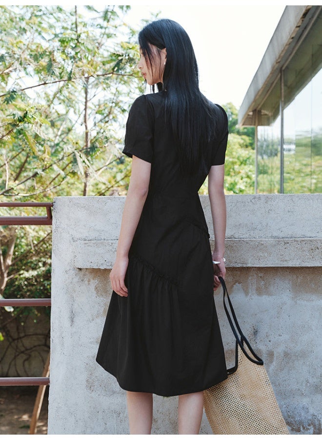 SEMIR Women's Solid Color Midi Dress With Elastic Waist - Image 3