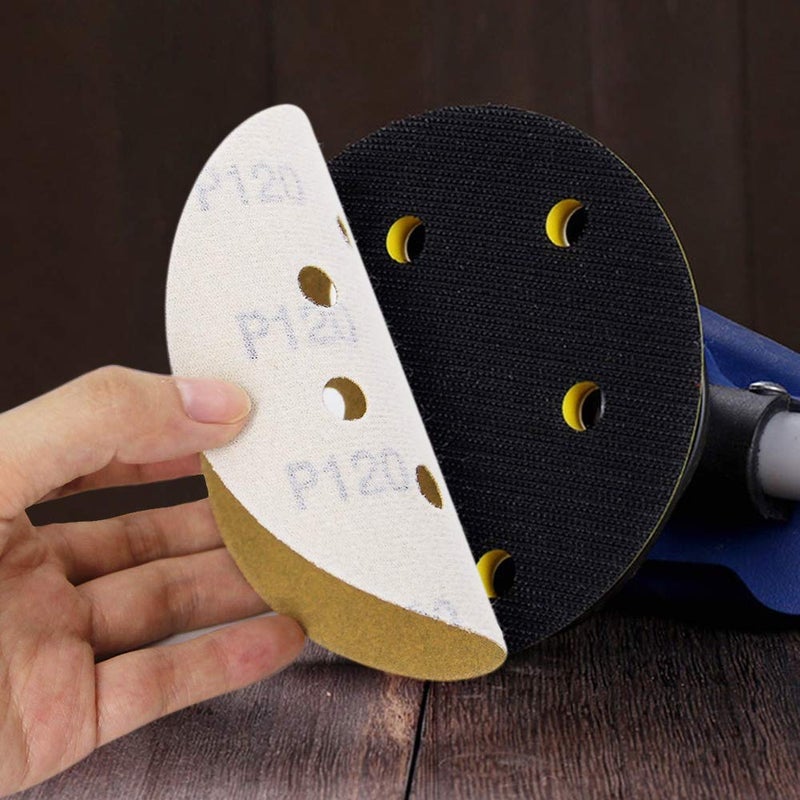 Mestool 5-Inch 8-Hole Hook and Loop Sanding Discs, Orbital Sander Sandpaper Discs, 100 Pieces Round Sandpaper Set, 120 Grit - Image 4