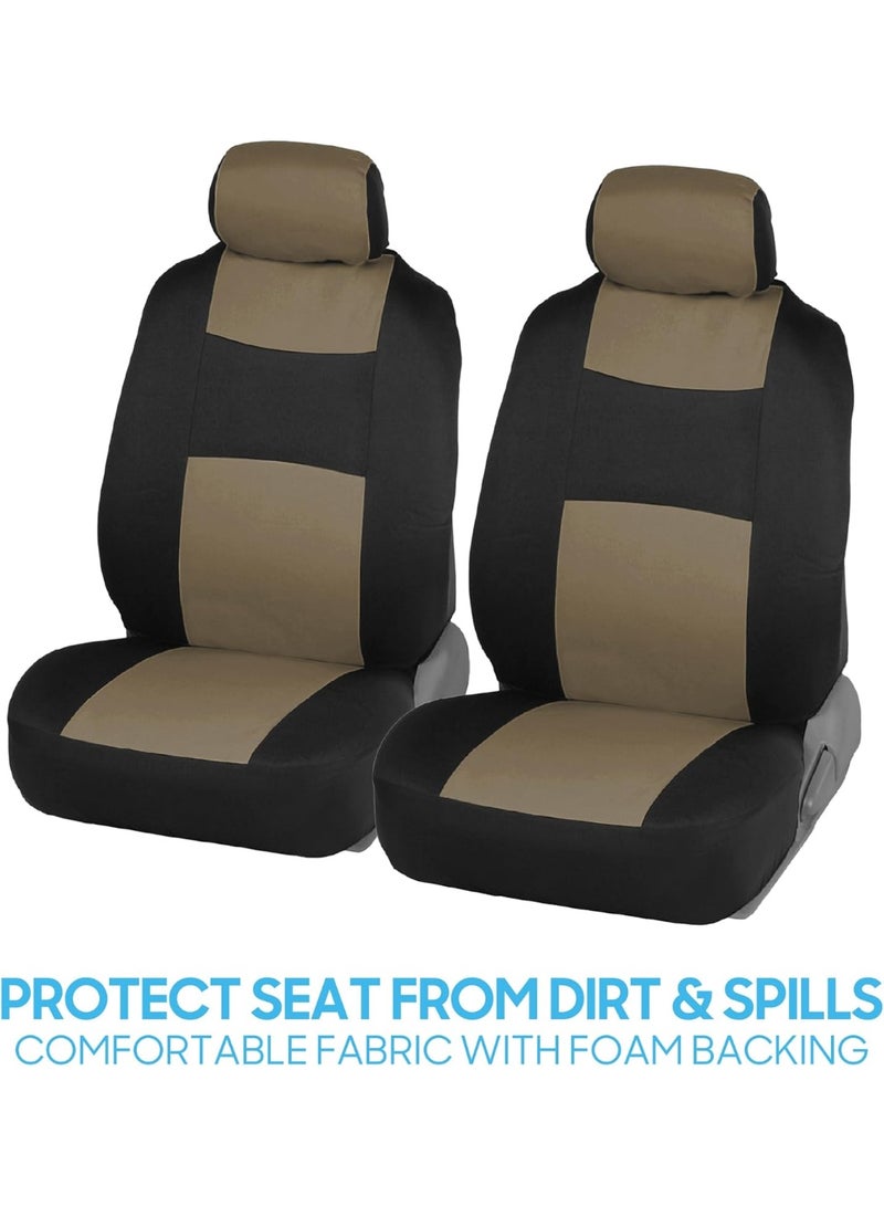 BDK PolyPro Seat Covers Full Set in Beige on Black – Front and Rear Split Bench Seat Covers for Cars, Easy to Install , Car Accessories for Auto Trucks Van SUV - Image 3