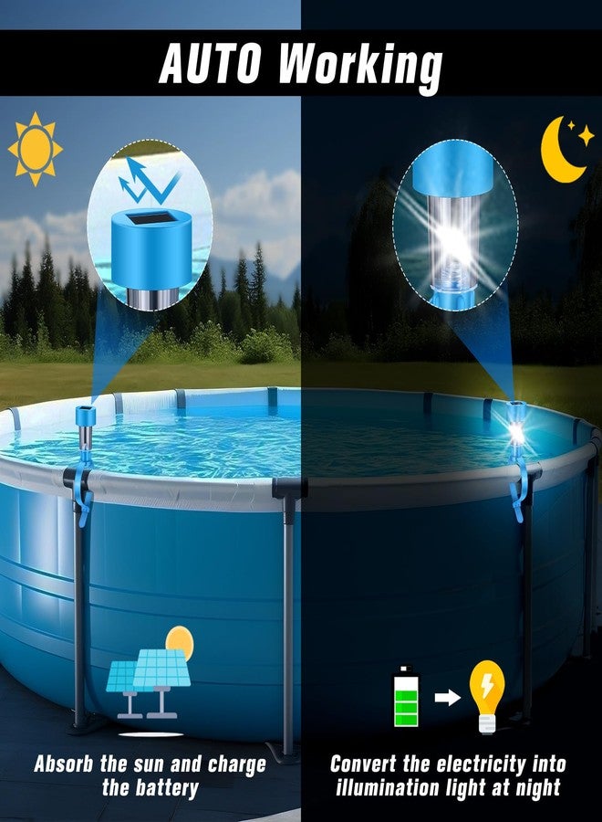 Tujoe 12 Pcs Pool Waterproof Solar Lights for Above Ground Pools Solar Pool Side LED Lights Frame Pool Decoration at Night for Swimming Pool Trampoline Outdoor Decor(Warm White Lights) - Image 3