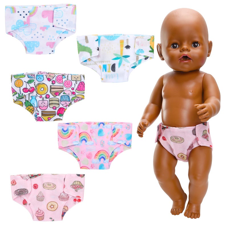 HONLAELLA 5 PCS Baby Doll Diapers Underwear for 1215 Inch Reborn Baby Dolls Multicolored Includes 5 Materials Fits 1215 Inch Dolls Practical Gift Enhances Doll Play - Image 2