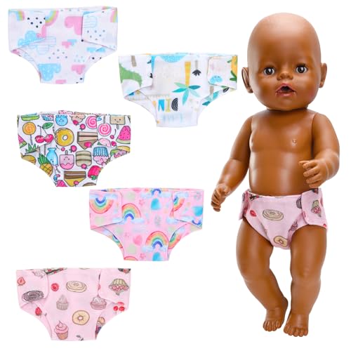 HONLAELLA 5 PCS Baby Doll Diapers Underwear for 1215 Inch Reborn Baby Dolls Multicolored Includes 5 Materials Fits 1215 Inch Dolls Practical Gift Enhances Doll Play - Image 1