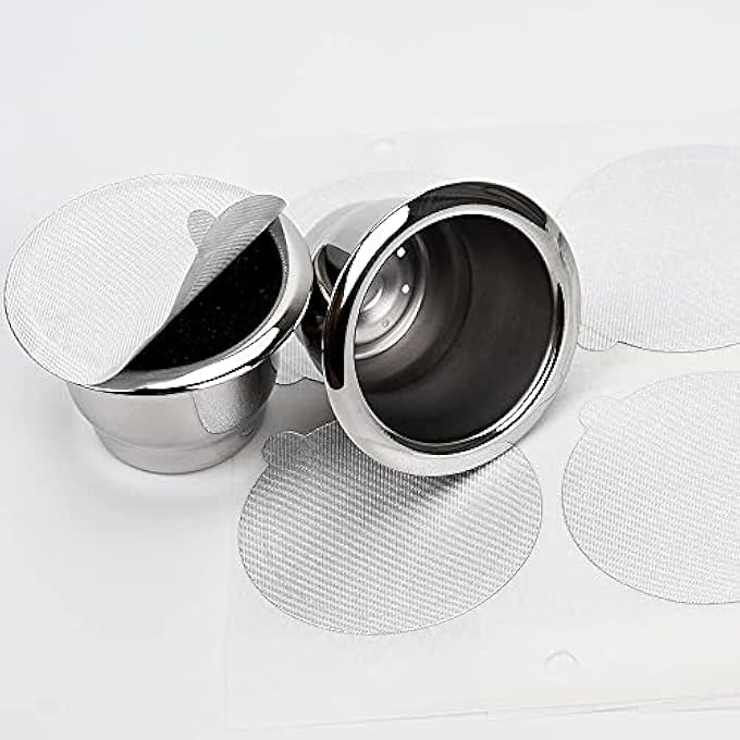SWIUKPHE Reusable Espresso Capsules Stainless Steel Refillable Coffee Pods Filters Compatible For Original Line Machines With Aluminum Foil Seals Stickers Lids 2 Cups100 Lids - Image 5