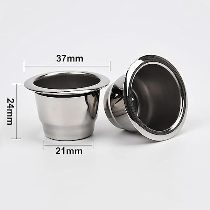 SWIUKPHE Reusable Espresso Capsules Stainless Steel Refillable Coffee Pods Filters Compatible For Original Line Machines With Aluminum Foil Seals Stickers Lids 2 Cups100 Lids - Image 4