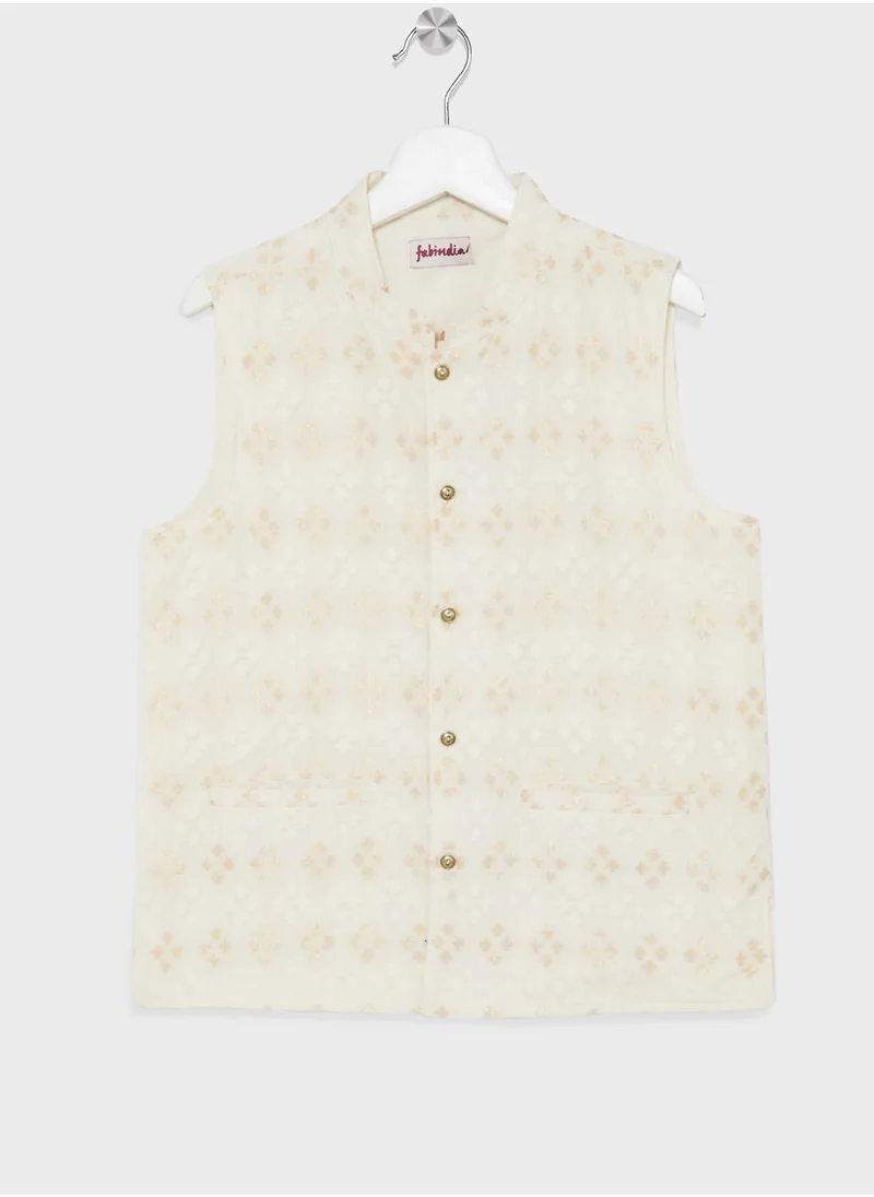 Fabindia Youth Plain Long Kurta With Jacket