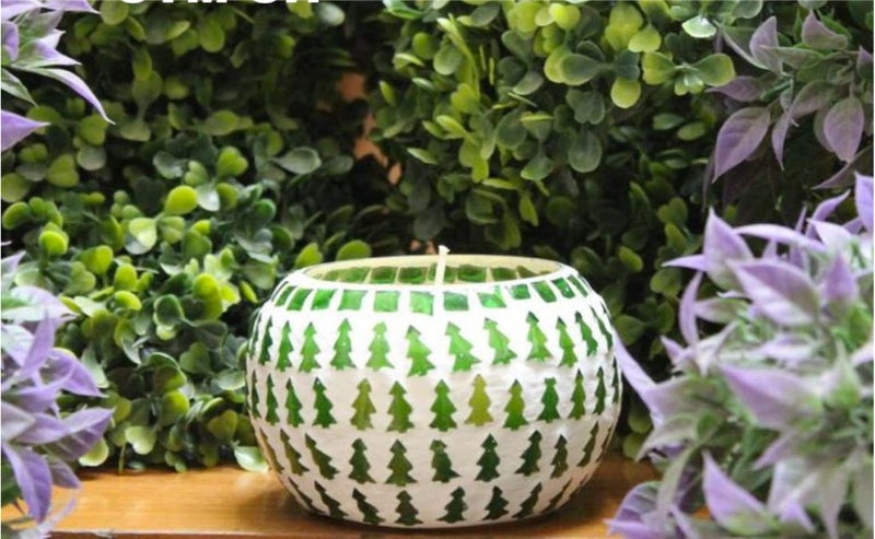Quace Mosaic Christmas Tree Colorful Glass Candle Tealight Candle Holder 3" Home Décor Indoor Outdoor Christmas Decorations Diwali Corporate Gift (Pack of 2) - Image 2