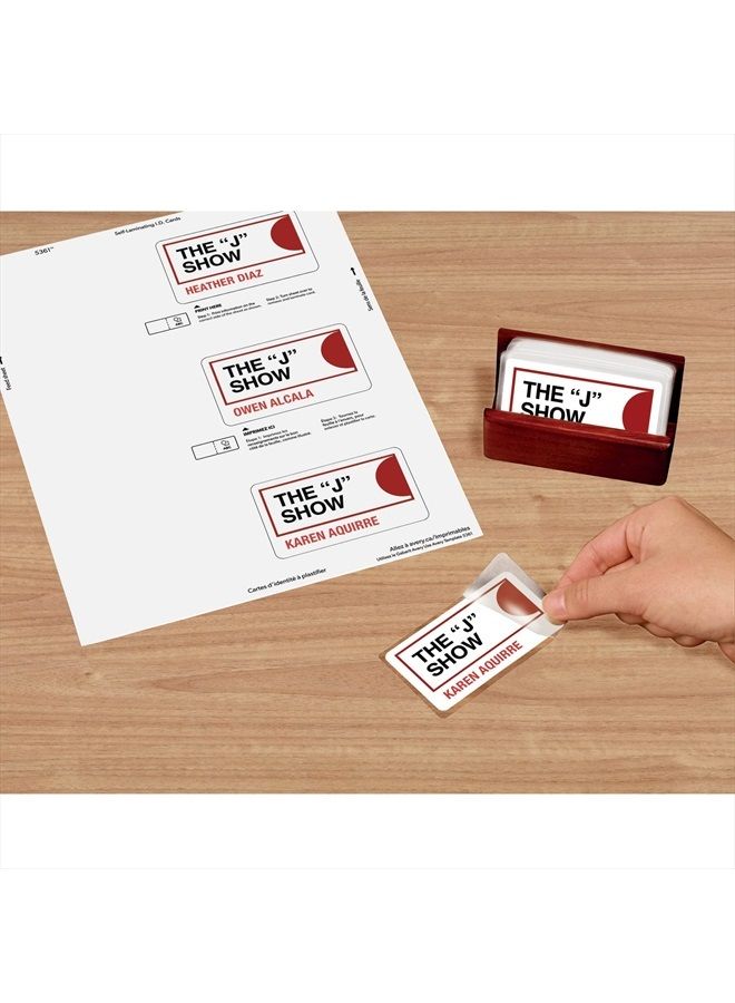 Avery Self Laminating Cards, Printable, 2-1/4" x 3-1/2", 30 ID Badge Holders (5361) - White - Image 5