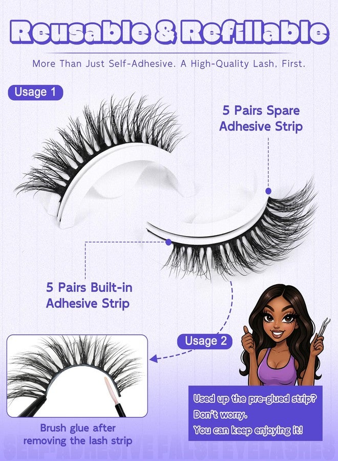 LZM Self Adhesive Eyelashes, No Glue Eyelashes Press On Lashes 12mm 6D28 - Image 4