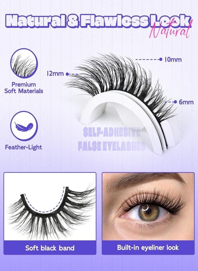LZM Self Adhesive Eyelashes, No Glue Eyelashes Press On Lashes 12mm 6D28 - Image 3