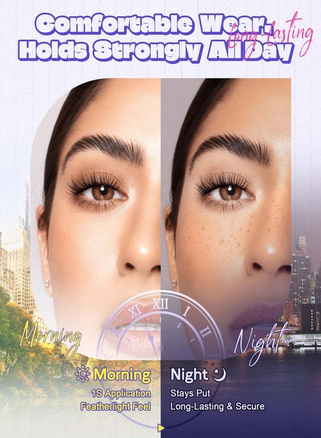 LZM Self Adhesive Eyelashes, No Glue Eyelashes Press On Lashes 12mm 6D28 - Image 2