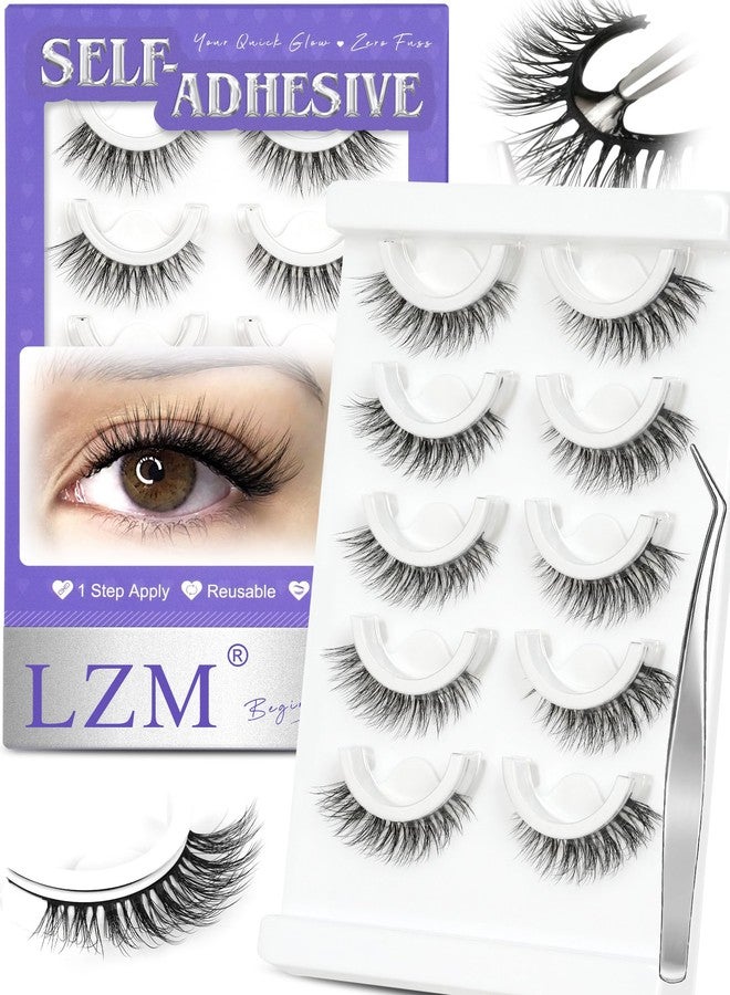 LZM Self Adhesive Eyelashes, No Glue Eyelashes Press On Lashes 12mm 6D28 - Image 1