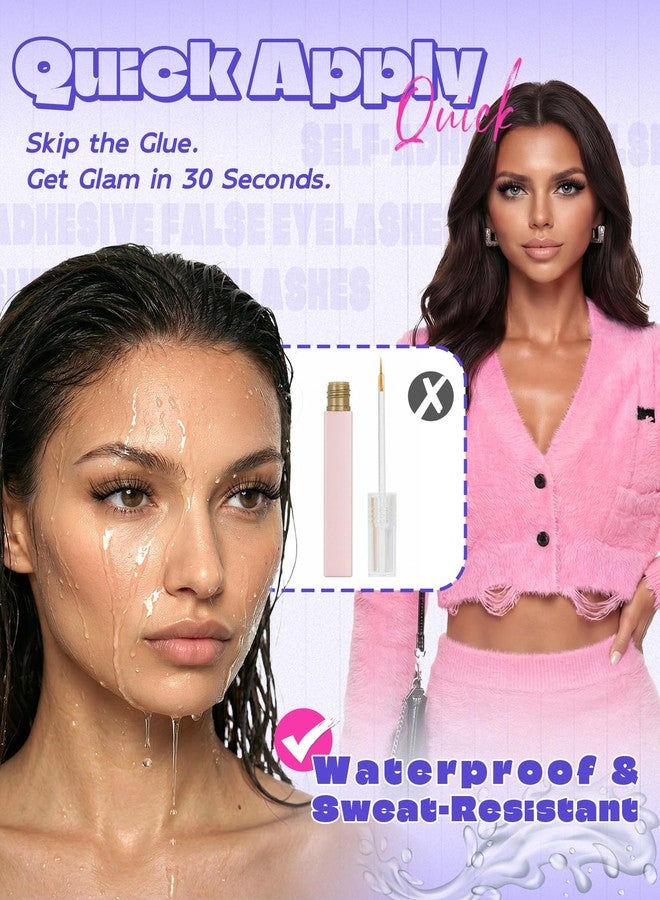 LZM Self Adhesive Eyelashes, No Glue Eyelashes Press On Lashes 12mm 6D28 - Image 5