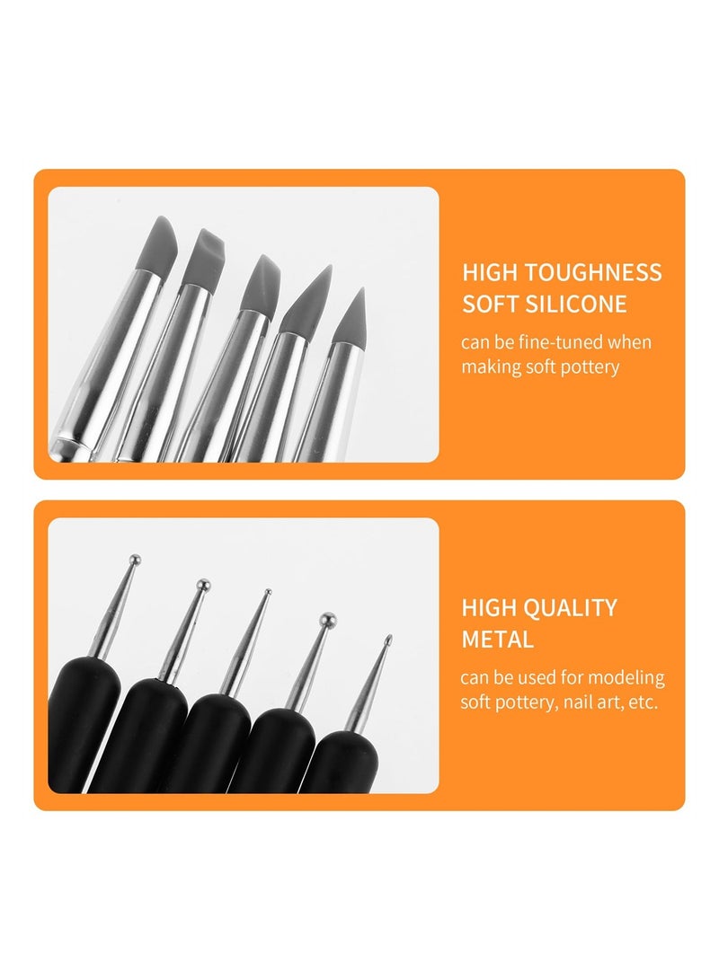 KASTWAVE Silicone Clay Sculpting Tool Set, 5 Pcs Clay Modelling Tools, Soft Rubber Tip Modelling Pen Paint Brush for Pottery Sculpture Cake Fondant Decorations - Image 3